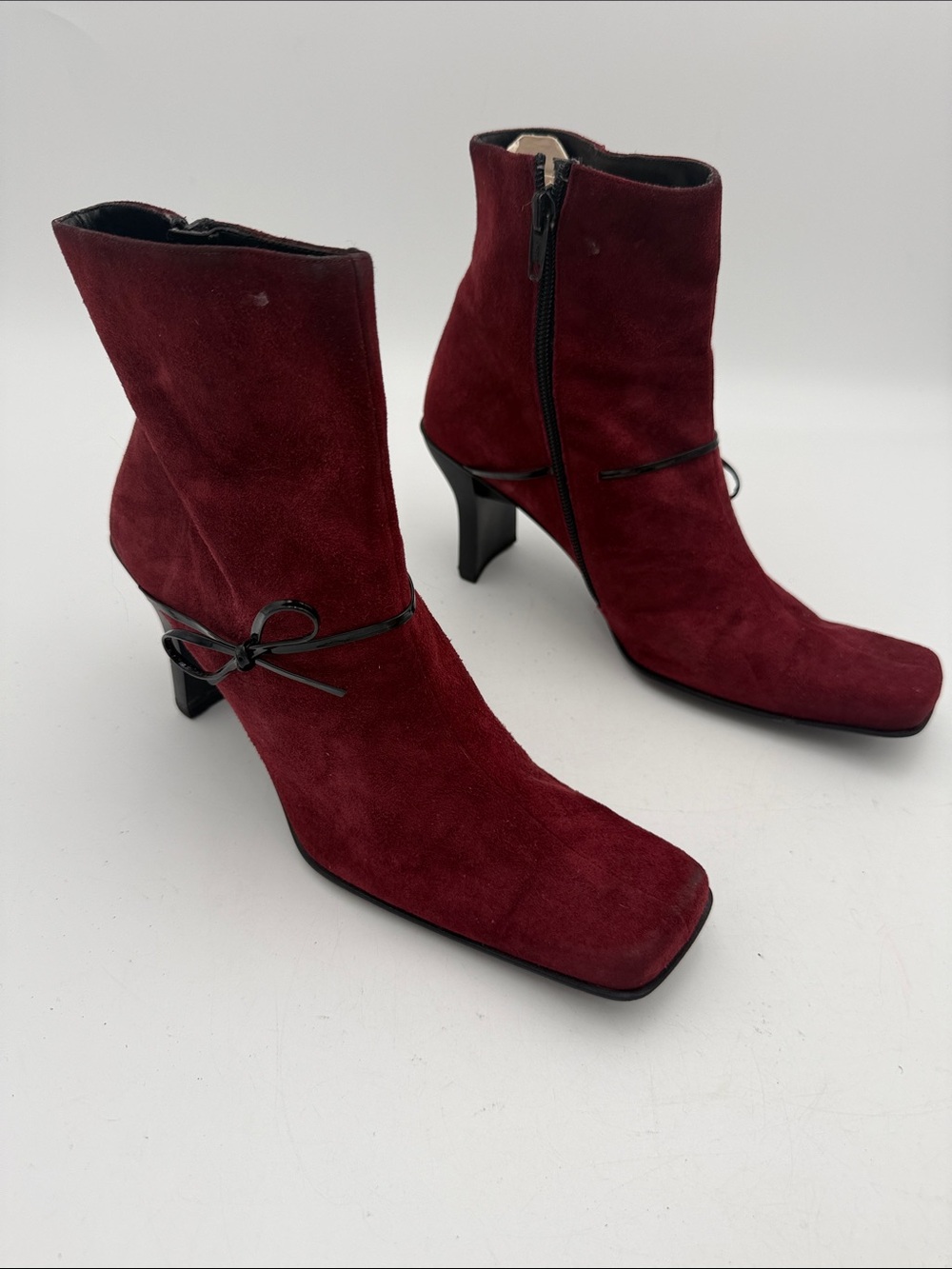Coup d’ etat Women Burgundy Suede Ankle Boots Side Zip 8B Y2K grunge fall winter